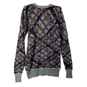 VTG Mondo Di Marco Sweater Mens sz 52 US XLT Gray Blue Italian Cotton Preppy